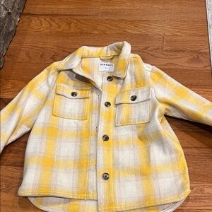 Old Navy Yellow and White Plaid Shirt Jacket
